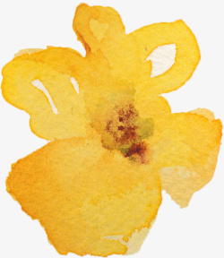 黄色水墨花朵素材