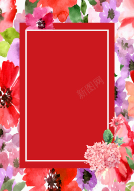 彩绘花卉边框春季新品广告模板背景背景