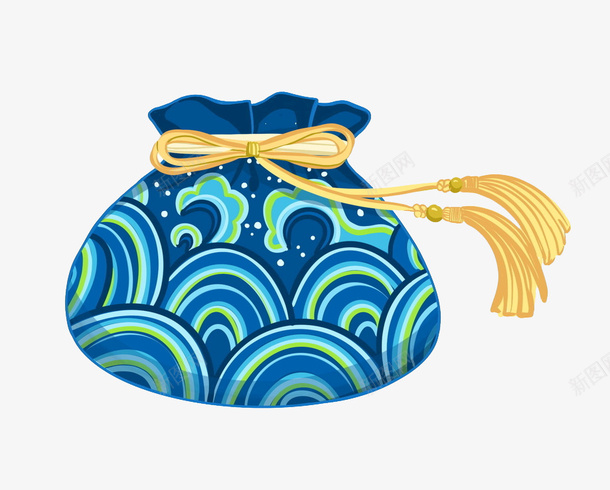 卡通中国风蓝色海浪香囊png免抠素材_88icon https://88icon.com 传统 卡通手绘 卡通香囊 古风 布料 爱情 白色条纹