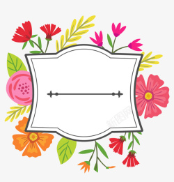 彩色花卉文本框矢量图素材