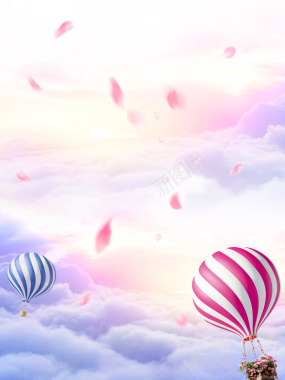大气梦幻天空漂浮花瓣气球风景背景背景