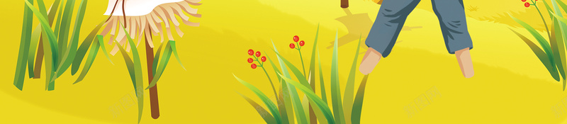 二十四节气芒种海报jpg设计背景_88icon https://88icon.com 农历节气 收割麦子 种植水稻 人物 麦子 稻草人 手绘 户外 夏日