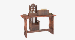 古代棕色复古书房写字桌素材