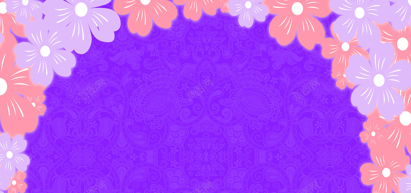 花瓣婚礼纹理卡通紫色banner背景背景