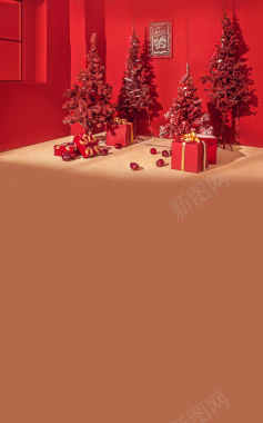 简约红色圣诞快乐圣诞海报背景