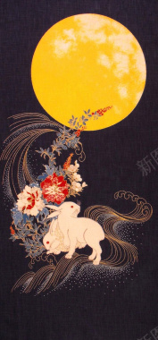中秋节月亮玉兔手绘海报背景背景