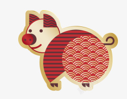 猪猪剪纸手绘卡通2019年金猪纳福高清图片