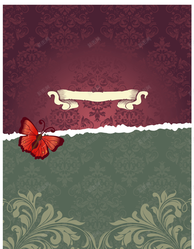 红绿色复古花纹菜单矢量背景eps设计背景_88icon https://88icon.com 红绿色 复古 花纹 菜单 蝴蝶 矢量背景 开心 质感 纹理