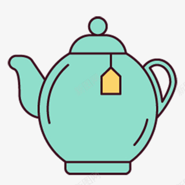 手绘茶壶图标图标