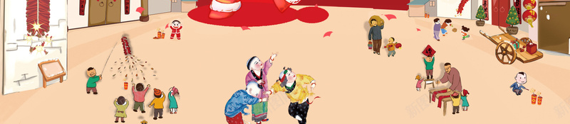 2018狗年中国风春节年货大街主题宣传海报jpg设计背景_88icon https://88icon.com 2018 春节 年货大街 年货街 年货节 年货大集 舞狮 年会 晚会 烟花 房子 团圆 商场 超市