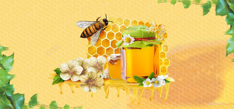 天然蜂蜜促销狂欢banner背景