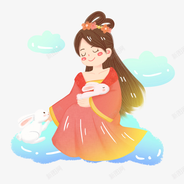 嫦娥奔月兔子png免抠素材_88icon https://88icon.com 中秋节 兔子 嫦娥奔月 节日