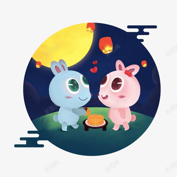 中国风手绘中秋兔子吃月饼png免抠素材_88icon https://88icon.com 兔子 中国风 中秋 月饼