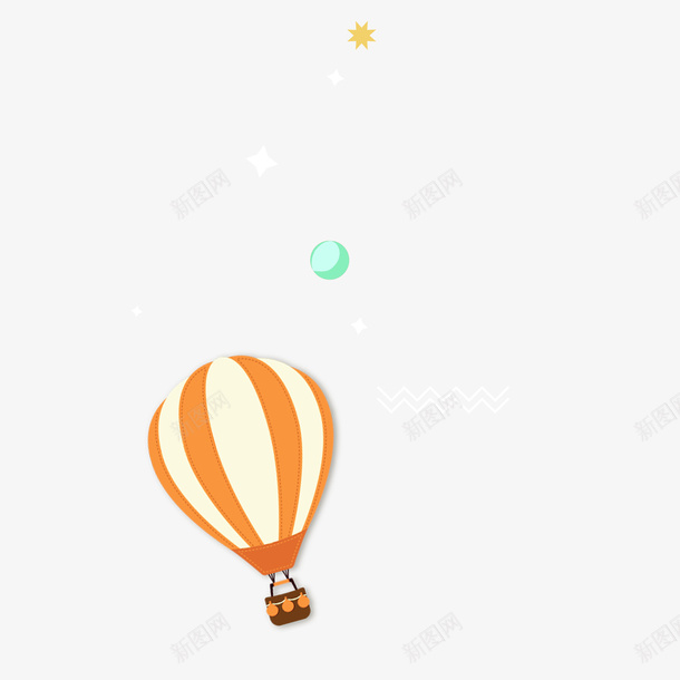 热气球星星psd免抠素材_88icon https://88icon.com 圆圈 星星 波浪线 热气球 空气球