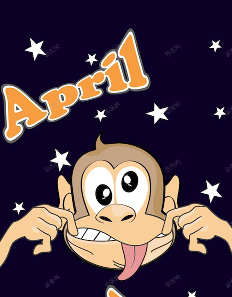 黑色猴子鬼脸头像愚人节背景图jpg设计背景_88icon https://88icon.com 卡通 愚人节 手绘 星光 猴子 童趣 节日 鬼脸 黑色