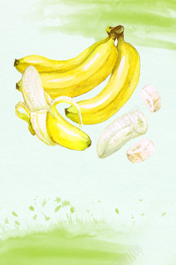 水墨风香蕉水果海报背景