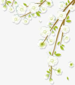 白色花朵立体手绘风素材