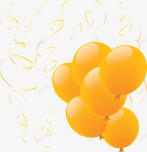 黄色气球彩带元素png免抠素材_88icon https://88icon.com 元素 彩带 彩带飘飘 气球 气球墙 黄色
