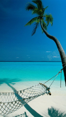 蓝色梦幻海滩H5背景素材背景