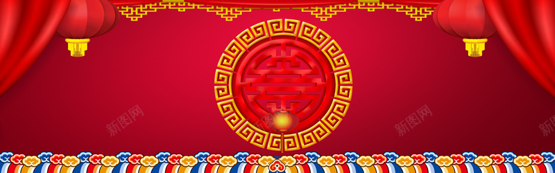 红色中国风海报背景图背景