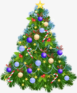 绿色圣诞树圣诞树彩灯素材