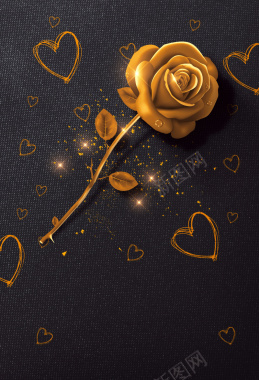 金色玫瑰情人节派对海报背景素材背景