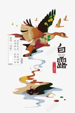白露秋季大雁二十四节气海报