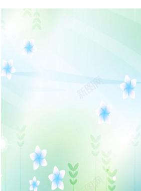 小清新淡蓝色花朵海报背景背景