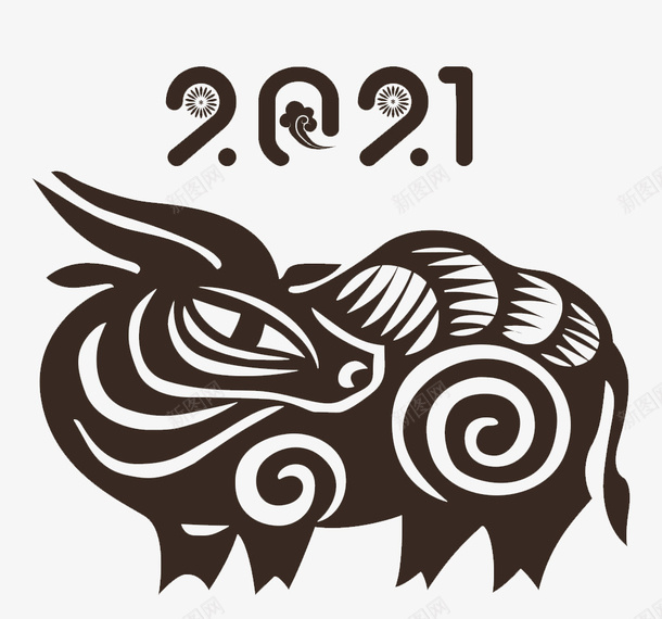 2021年剪纸牛png免抠素材_88icon https://88icon.com 2021 2021剪纸牛 中式 剪纸牛 数字 牛图 牛年
