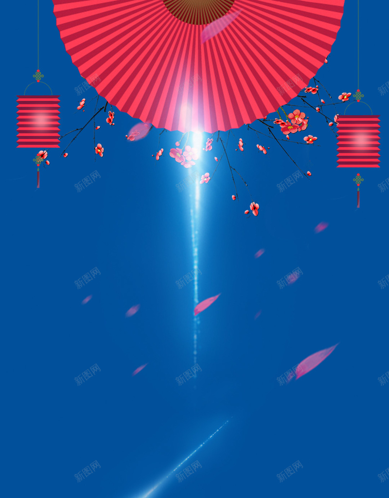 蓝色复古中国风七夕情人节h5背景素材jpg设计背景_88icon https://88icon.com 蓝色 复古 中国风 七夕 情人节 h5背景 扇子 手绘 灯笼 梅花