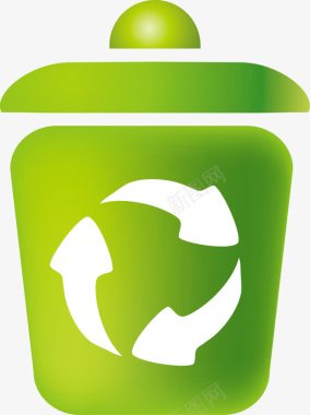 垃圾桶绿色循环垃圾桶图标图标
