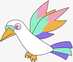 卡通彩色翅膀尾巴鸽子素材