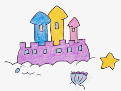 创意手绘卡通房子沙滩城堡素材