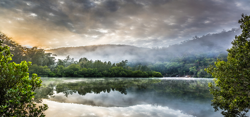 淘宝背景图jpg设计背景_88icon https://88icon.com 湖面 树木 倒影 山 天空 海报banner 摄影 风景