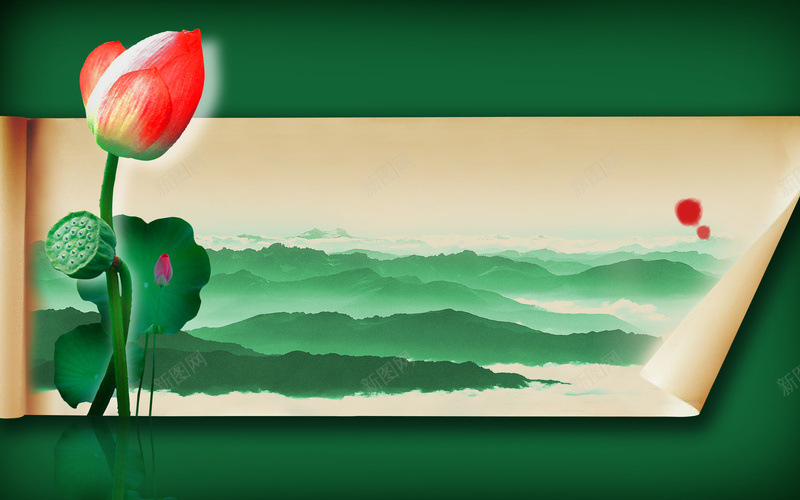 高山荷花莲耦中国风背景图jpg设计背景_88icon https://88icon.com 中国风 生态园林 荷花 荷叶 莲花 山水 房产 自然 莲耦 绿色 高山 欢喜
