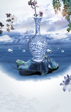 古风花瓶背景素材背景