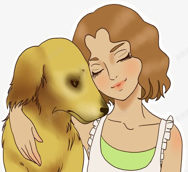 亲昵导盲犬png免抠素材_88icon https://88icon.com 卡通导盲犬 导盲犬 手绘导盲犬 温和的导盲犬 盲女 盲女与导盲犬