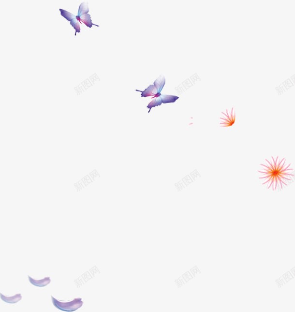 紫色创意蝴蝶花朵春天png免抠素材_88icon https://88icon.com 创意 春天 紫色 花朵 蝴蝶