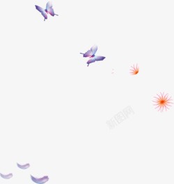 紫色创意蝴蝶花朵春天素材