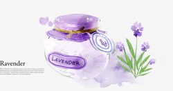 手绘梦幻紫色花茶素材