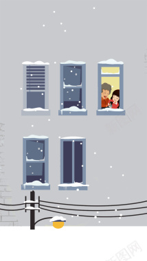 冬季二十四节气大雪节日灰色系创意手绘雪花H5背景