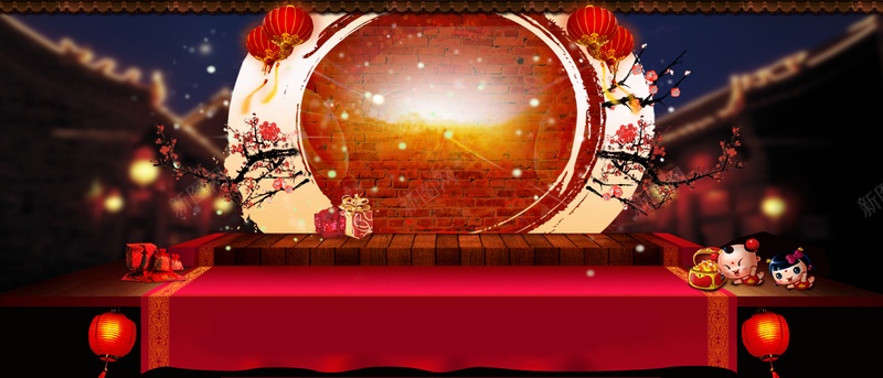 新春狂欢海报psd设计背景_88icon https://88icon.com 新春 新年 梅花 灯笼 狂欢 中国风 喜庆 庆典 开心