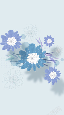 清新淡雅手绘花朵背景图背景