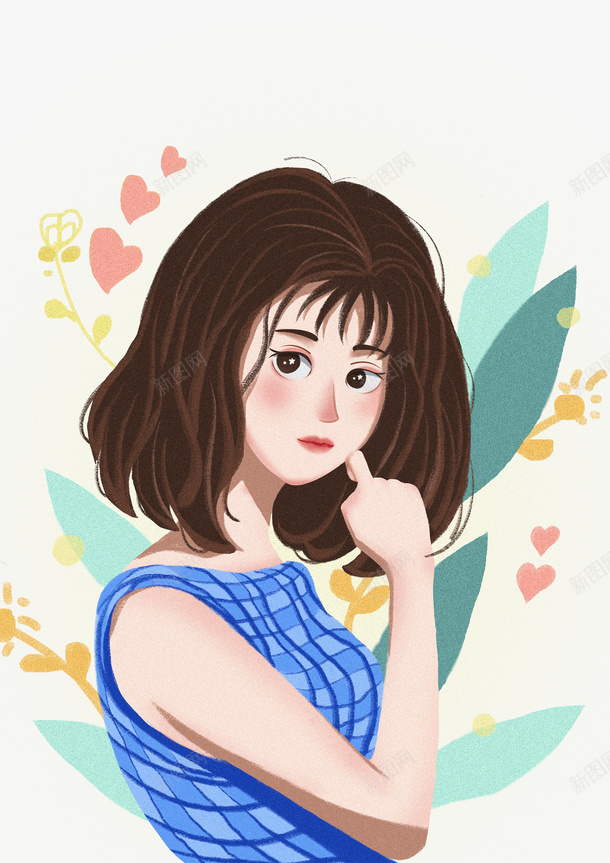 头像插画手绘png免抠素材_88icon https://88icon.com 头像 女孩 手绘 插画