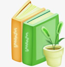 绿色卡通书本装饰图案素材
