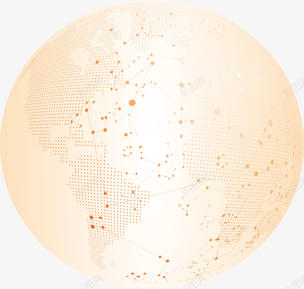 橙色橘色地球点线科技感矢量图ai免抠素材_88icon https://88icon.com 地球 地球投影 投影 橘色 橙色 点线 矢量图 科技感