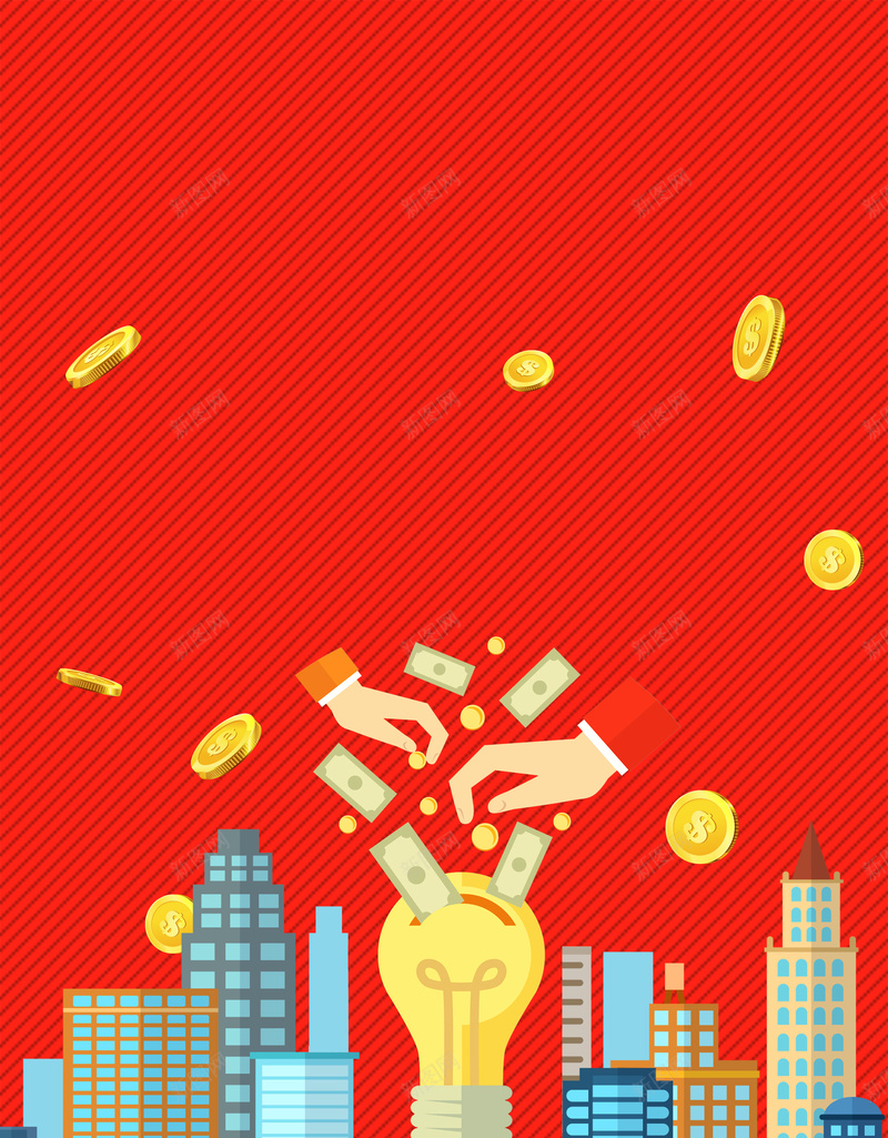 金融投资金币理财红色宣传海报psd设计背景_88icon https://88icon.com 大气 宣传 投资 海报 灯泡 理财 素材 红色 红色宣传画 背景 金币 金融