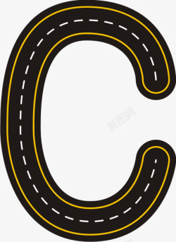 创意线条字母C创意公路字母C高清图片