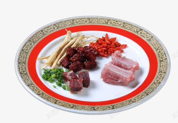 盘子中的食物png免抠素材_88icon https://88icon.com 枸杞 瘦肉 盘子中的食物 红枣