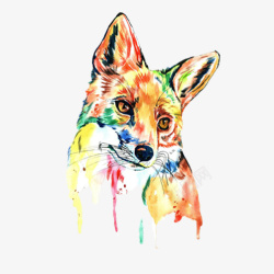 小狐狸水彩画片素材